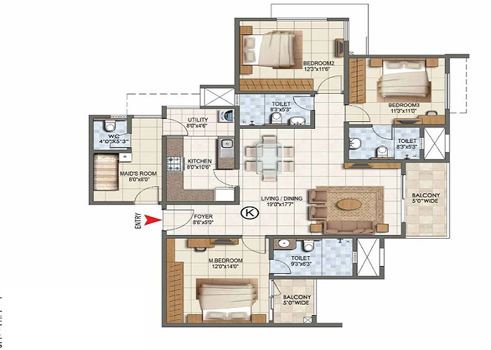 4 BHK Floor plan